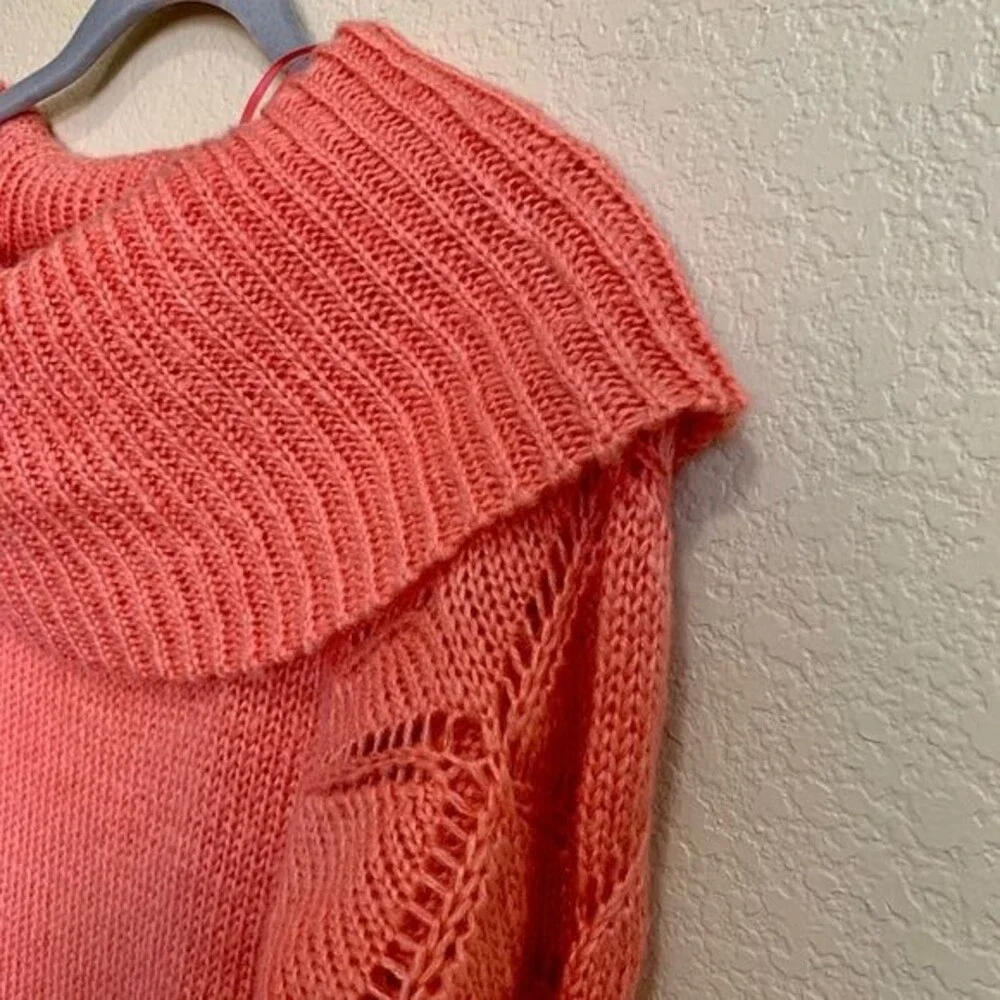 LC Lauren Conrad coral sweater women  Long sleeve cowl neck knit sweater size S